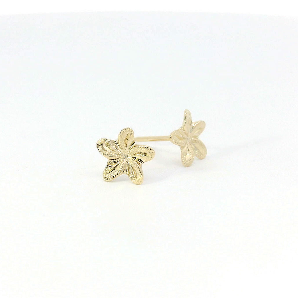 ハワイアンジュエリー[K10YG/7mm] プルメリアミロ　スタッズピアス