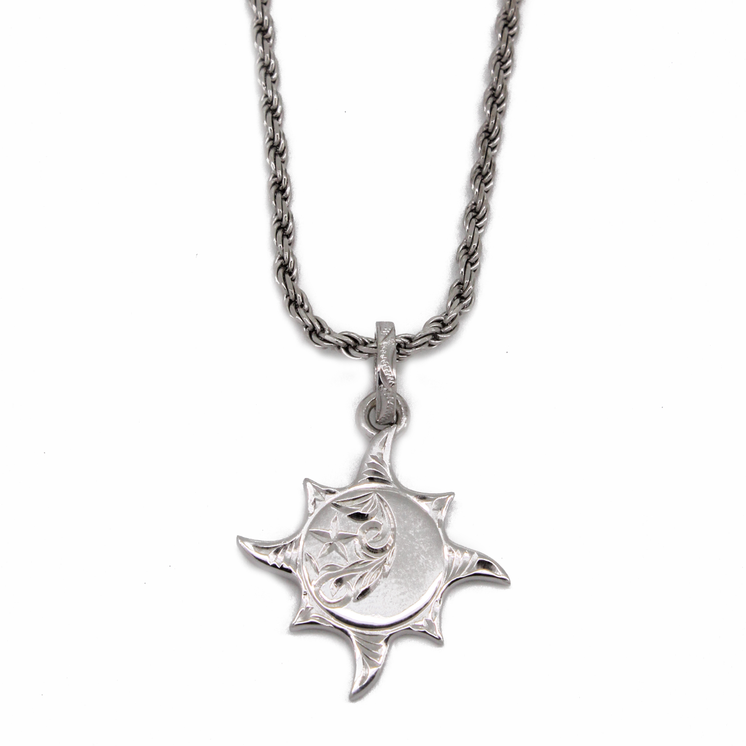 太陽と月と星/ハワイアンジュエリー〔SV925〕プカナ ラーMペンダント 太陽と月と星/ハワイアンジュエリー〔SV925〕プカナ ラーMペンダント