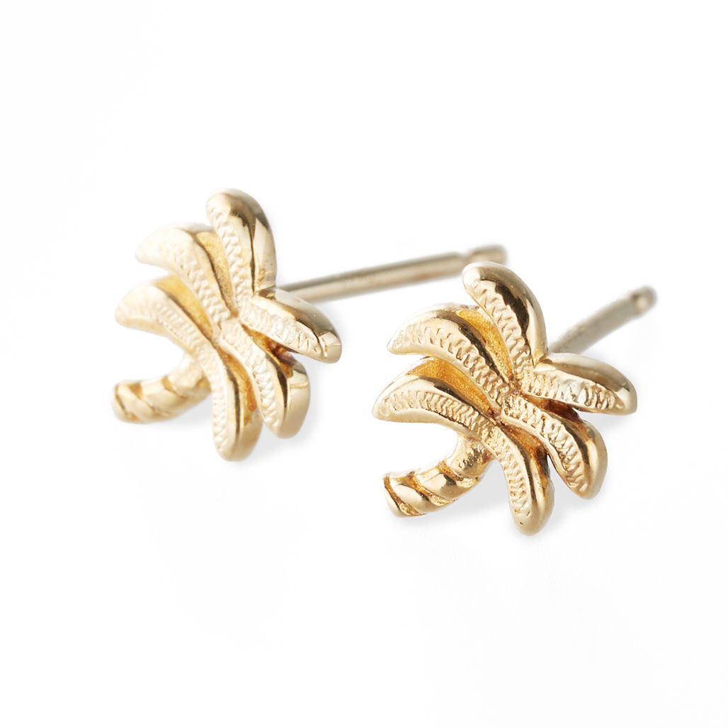 ハワイアンジュエリー[K14YG] タイニーパームツリー　スタッズピアス